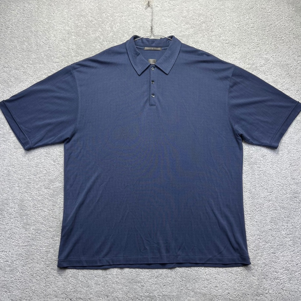 VINTAGE Nike Golf Tiger Woods Collection Polo Shirt Mens XL Blue Rayon Blend